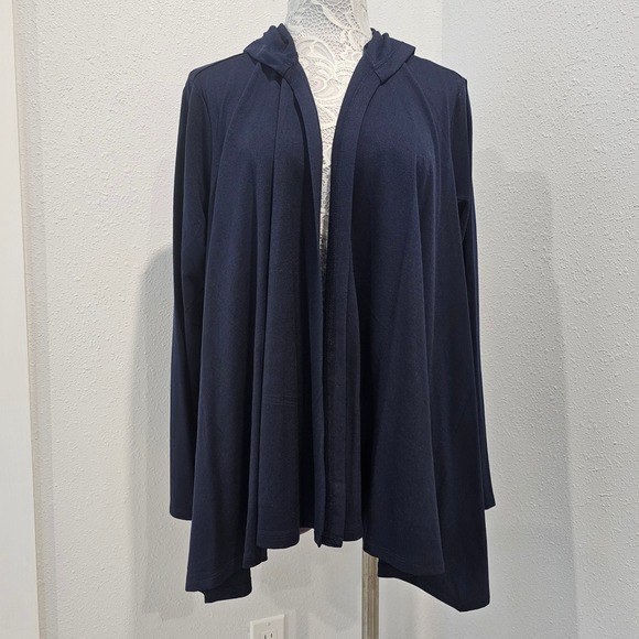 Zenergy by Chico's Sweaters - Zenergy by Chico's Hooded Open Front Jacket Cardigan Navy Blue Size 2 Womens